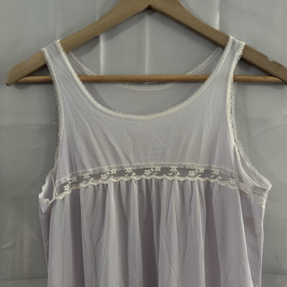Vintage 80s Womens S* Night Gown Satin Pajamas Pale Purple Intimates Innocent‎